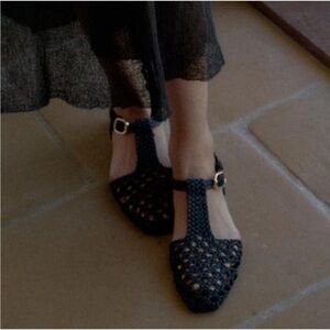 Zara Black Knit Woven Braided Cage Sandals